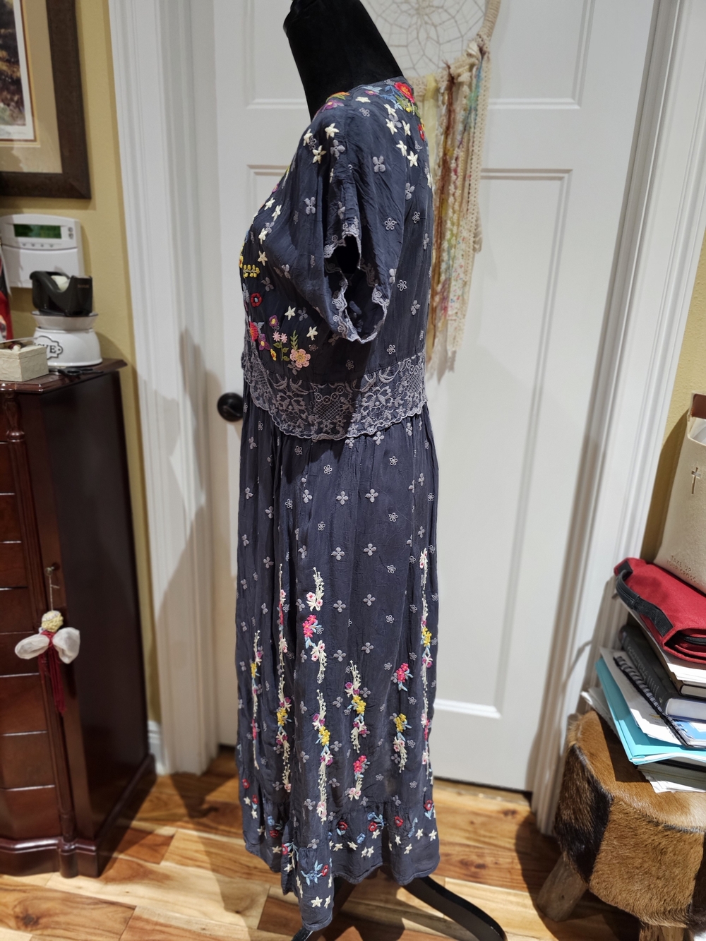 Johnny Was 'SABINE' Maxi Dress with Multi-Color Floral Embroidery, NWT - Picture 3 of 9